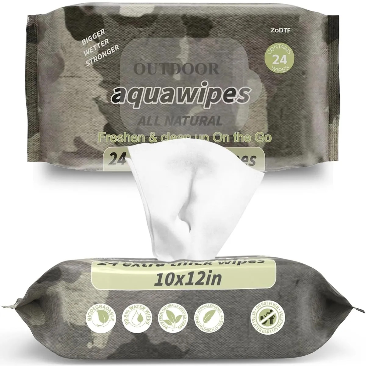 Camping Wipes-Biodegradable, Body Wet Wipes Camping for Men and Women, Backpacking Gear Essential, Unscented Shower Wipes Hiking essential Supplies, Travel Wipes for Eco-Conscious Adventurer (2 PACK)