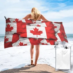 Canadian Flag Premium Compact Microfiber Travel Towel-Featherlight & Quick Dry,Sand-Resistant Beach Towel for Swimming,Camping,Vacation Essentials with Carry Pouch