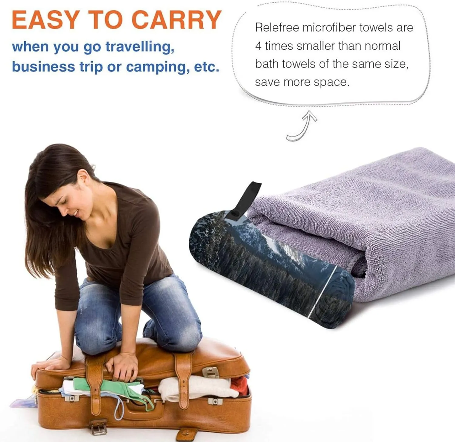 Canadian Smokey Mountain Cliff Premium Compact Microfiber Travel Towel-Featherlight & Quick Dry,Sand-Resistant Beach Towel for Swimming,Camping,Vacation Essentials with Carry Pouch