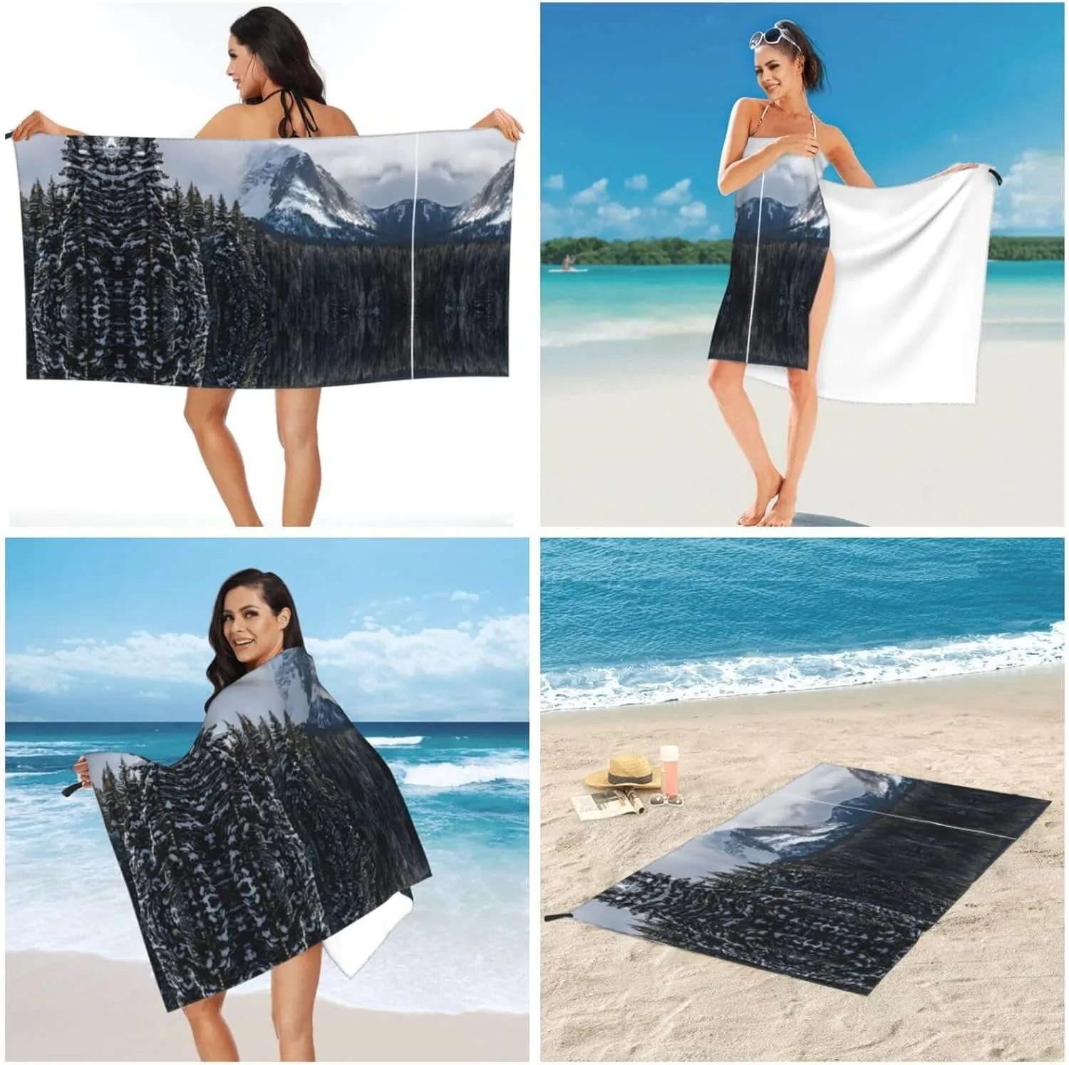 Canadian Smokey Mountain Cliff Premium Compact Microfiber Travel Towel-Featherlight & Quick Dry,Sand-Resistant Beach Towel for Swimming,Camping,Vacation Essentials with Carry Pouch