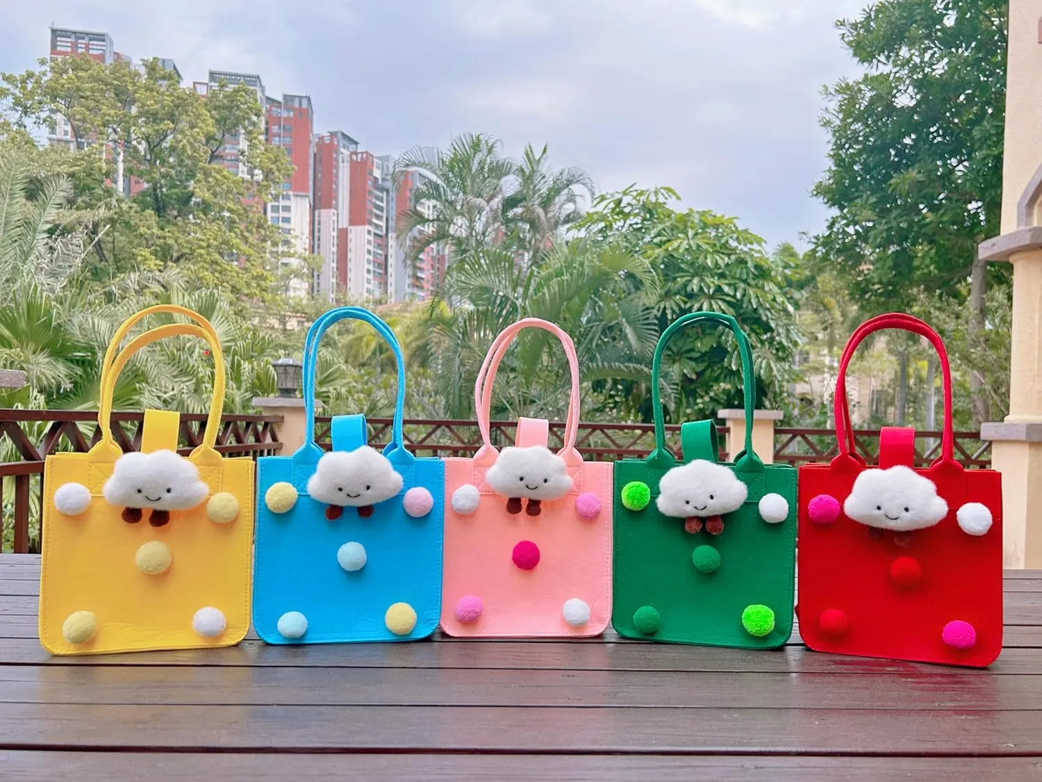Candy Park Felt Gift Bags with Top Handles Reusable Goodie Bags - 7x7 in Premium Small Tote Bag Snap Button Closure - Party Favors, Kids Birthday, Baby Shower, Personalized Gifts
