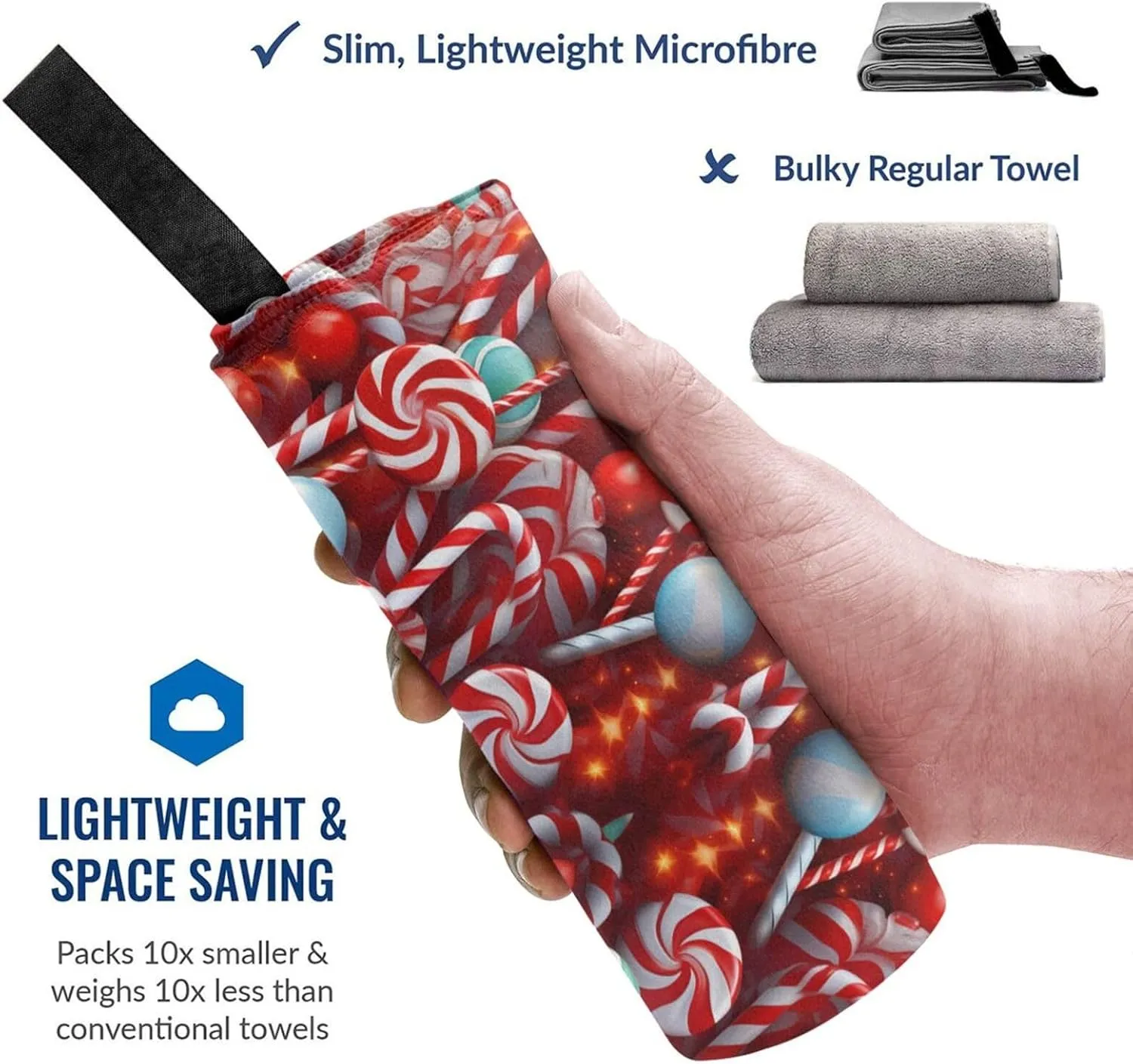 Candy Premium Compact Microfiber Travel Towel-Featherlight & Quick Dry,Sand-Resistant Beach Towel for Swimming,Camping,Vacation Essentials with Carry Pouch