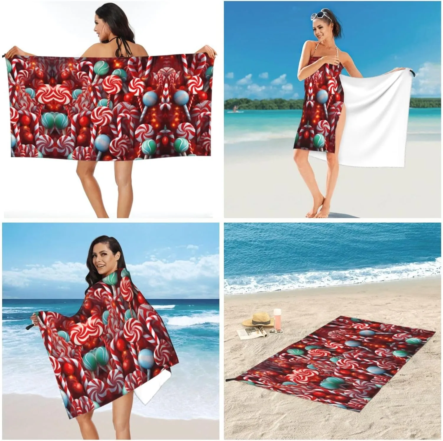 Candy Premium Compact Microfiber Travel Towel-Featherlight & Quick Dry,Sand-Resistant Beach Towel for Swimming,Camping,Vacation Essentials with Carry Pouch