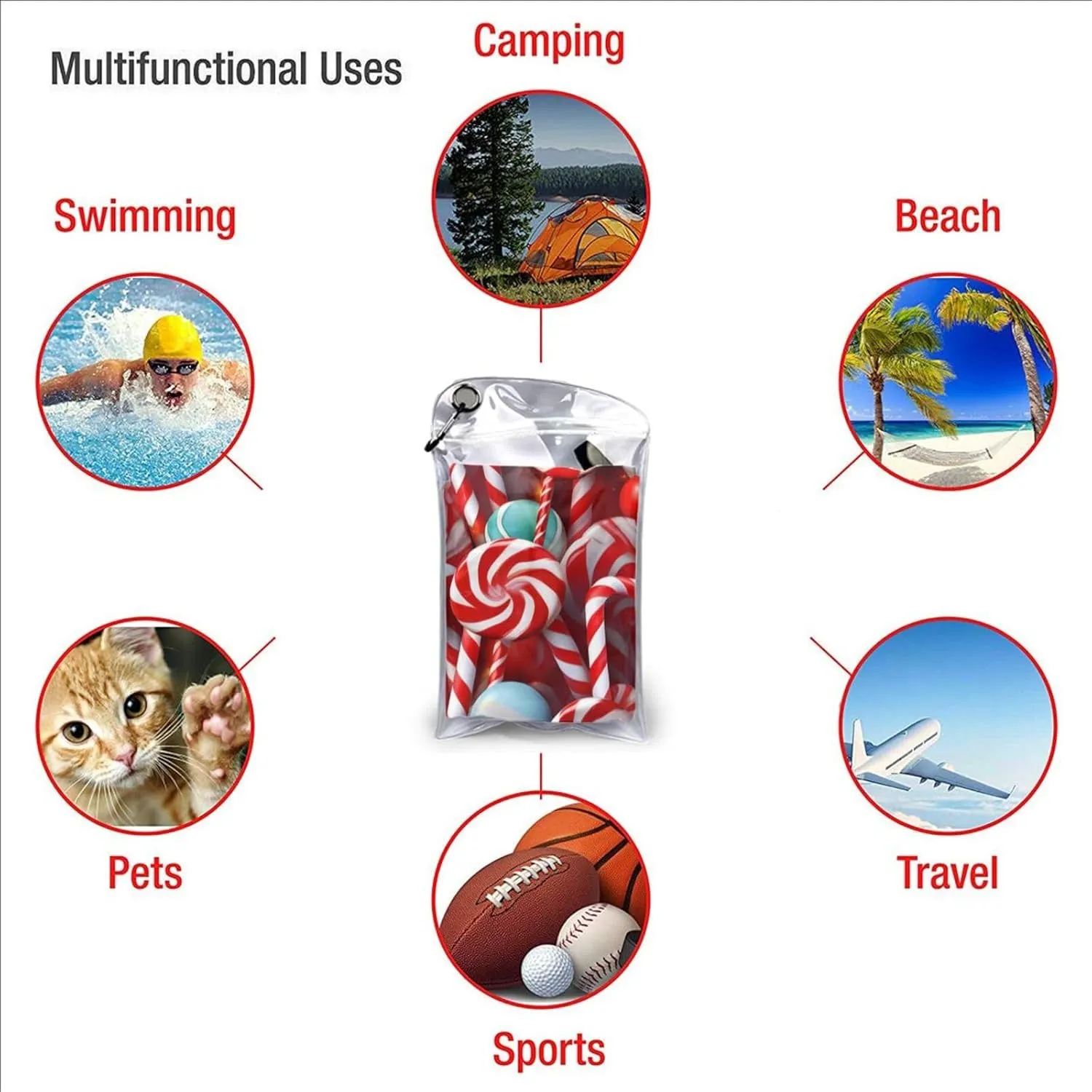 Candy Premium Compact Microfiber Travel Towel-Featherlight & Quick Dry,Sand-Resistant Beach Towel for Swimming,Camping,Vacation Essentials with Carry Pouch