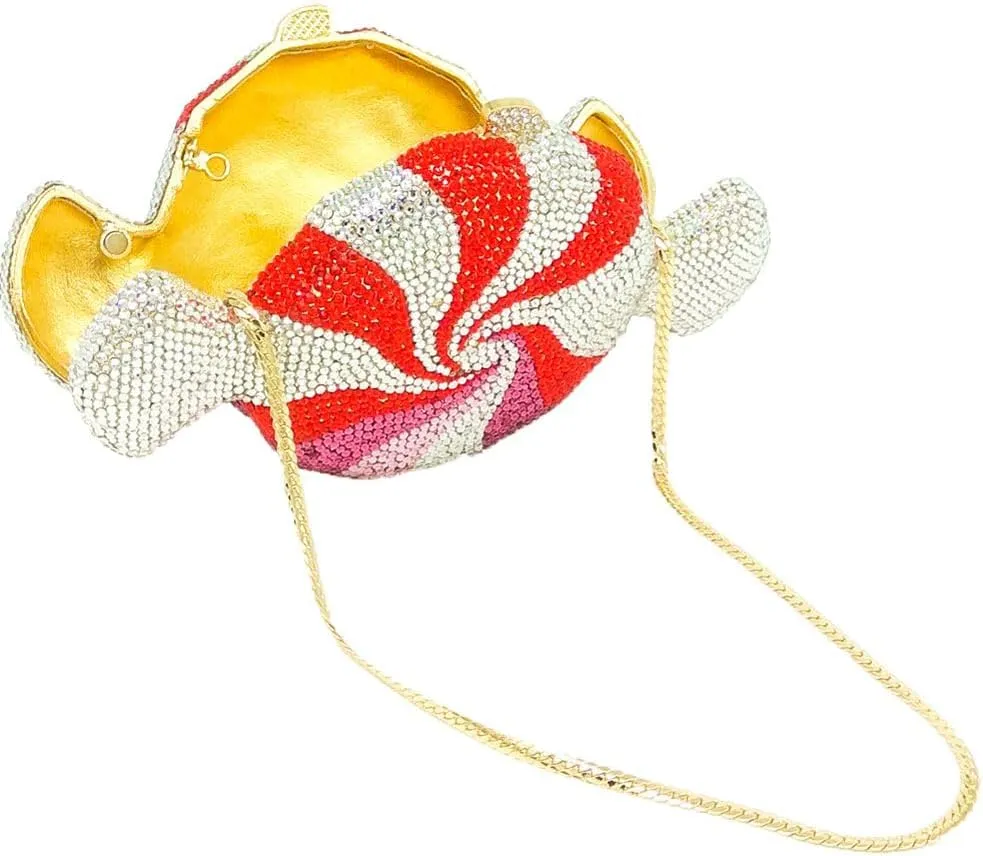Candy Shape Clutch Purse Shining Crystal Evening Bags Luxury Rhinestone Handbags for Prom Cocktail Party