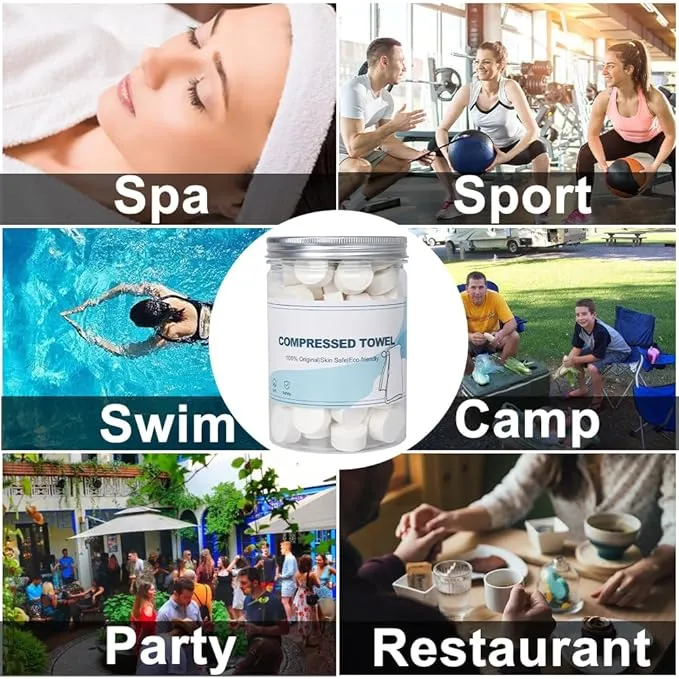 Canned Compressed Towels,100PCS Disposable Compressed Face Towel Magic Compressed Tissue Paper Towel Tablets Portable Mini Tissue for Travel,Sport,Camping,Outdoor Activities