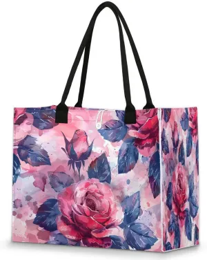 Canvas Tote Bag for Women - Reusable Tote Shoulder Bag Casual Bag for Vacation, Shopping, Work, Gym