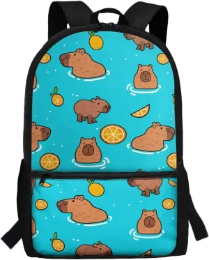 Capybara Cute Backpacks for Girls 7-8 School Bag for Elementary School Kids Backpacks for School 1st Grade Schoolbag Kawaii Book Bags Daypack Large Capacity 17 Inch Travel Laptop Bag