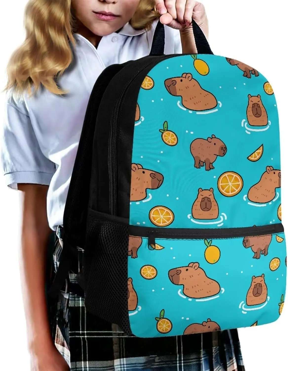 Capybara Cute Backpacks for Girls 7-8 School Bag for Elementary School Kids Backpacks for School 1st Grade Schoolbag Kawaii Book Bags Daypack Large Capacity 17 Inch Travel Laptop Bag