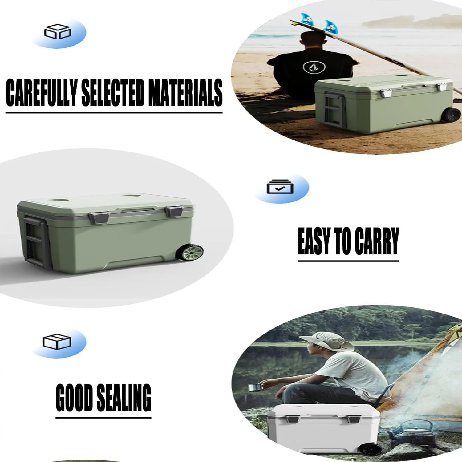 Car Camping Coolers for Equinox LT/RS/Activ 2025, Waterproof Portable Cooler, Leak Proof Picnic Insulated Bag, Ultra-Light Premium Ice Chest Box,B-White-70L