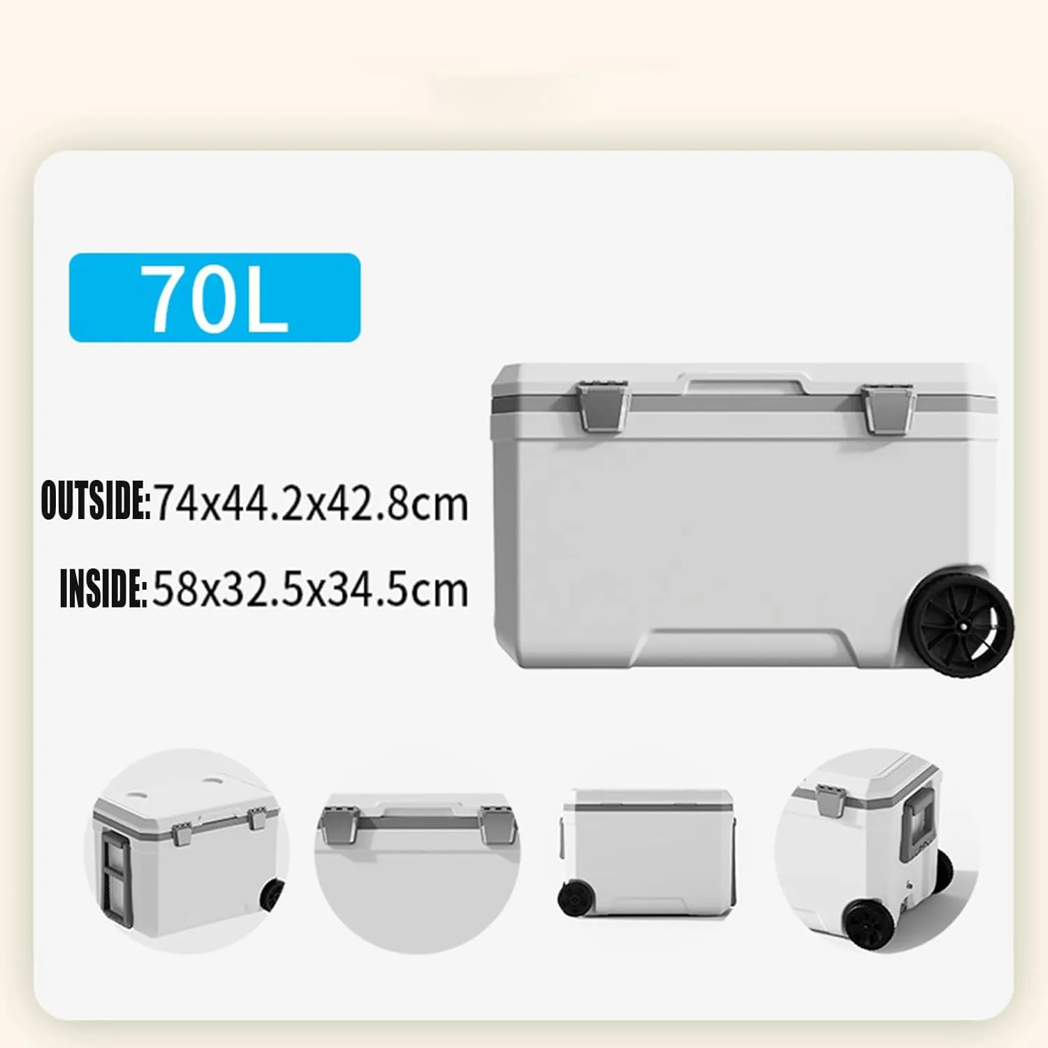 Car Camping Coolers for Equinox LT/RS/Activ 2025, Waterproof Portable Cooler, Leak Proof Picnic Insulated Bag, Ultra-Light Premium Ice Chest Box,B-White-70L