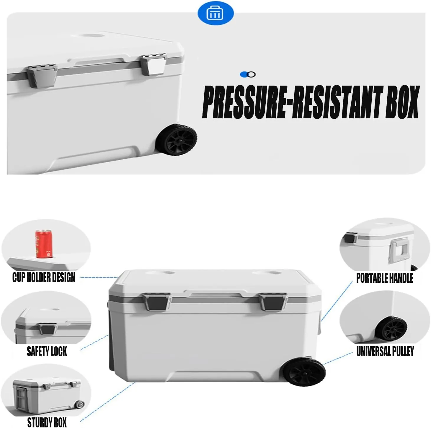 Car Camping Coolers for Equinox LT/RS/Activ 2025, Waterproof Portable Cooler, Leak Proof Picnic Insulated Bag, Ultra-Light Premium Ice Chest Box,B-White-70L