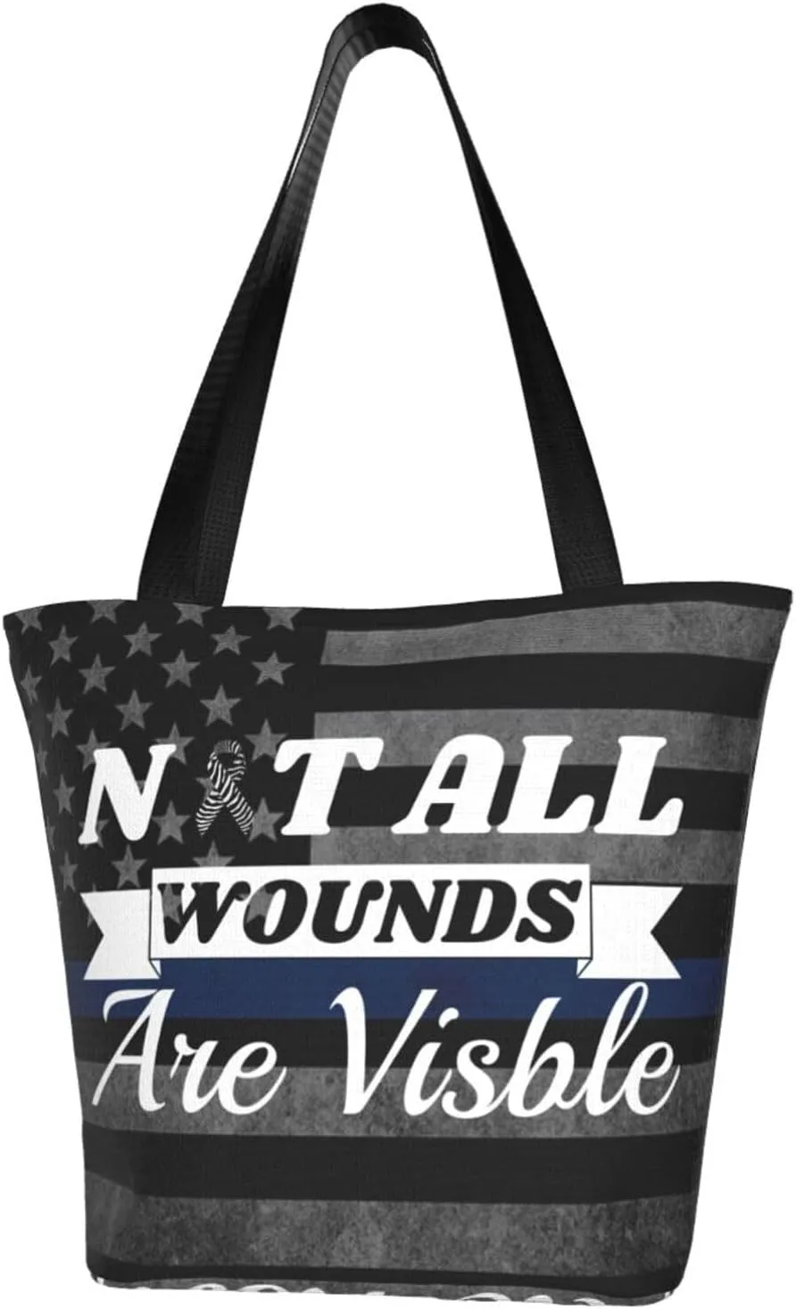 Carcinoid Cancer Awareness Not All Wounds Are Visible Fashion Shoulder Bag Large Capacity For Man Or Woman