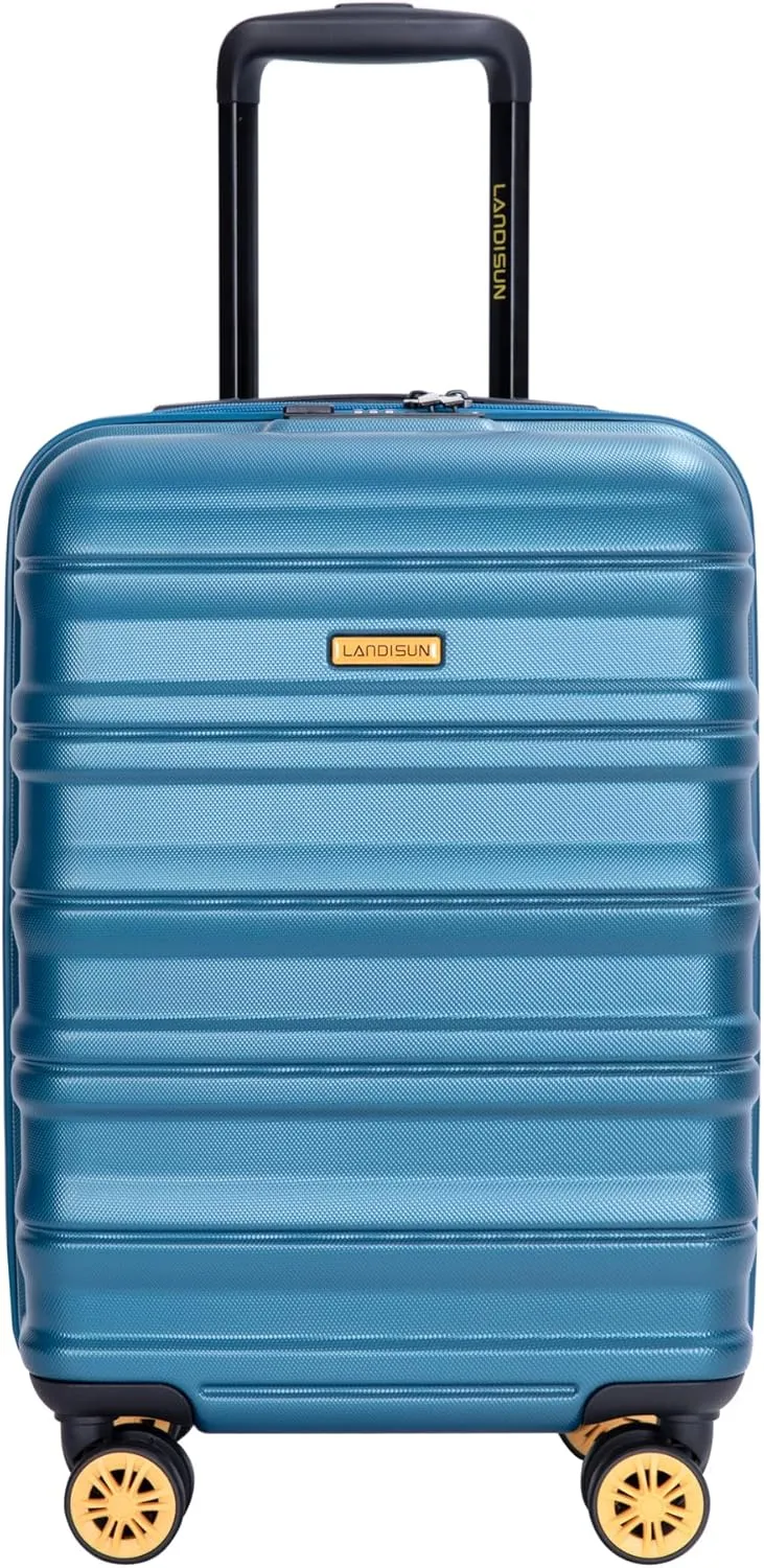 Carry On Luggage 18.5" Hard Shell Suitcase with TSA Lock and Spinner Wheels, Airline, Blue