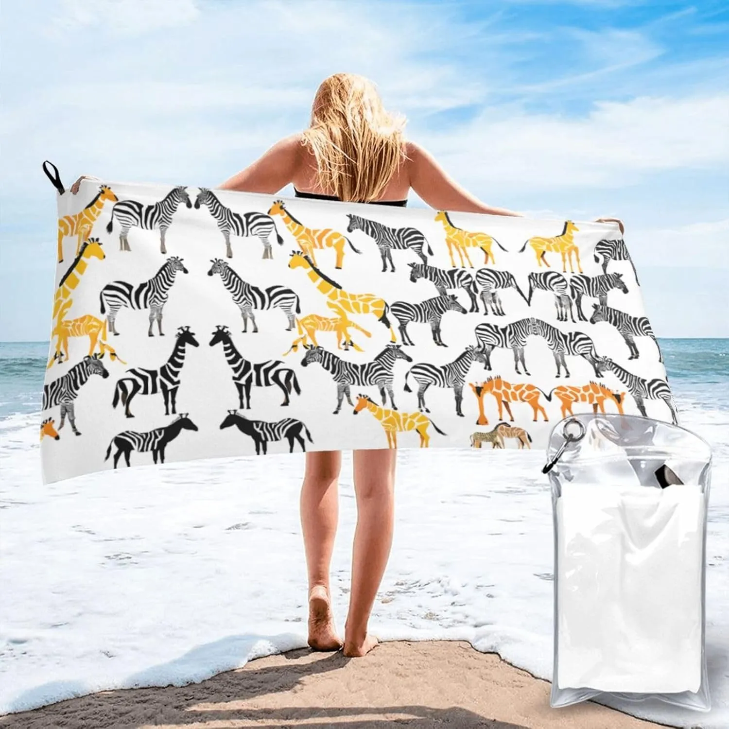 Cartoon Images Premium Compact Microfiber Travel Towel-Featherlight & Quick Dry,Sand-Resistant Beach Towel for Swimming,Camping,Vacation Essentials with Carry Pouch