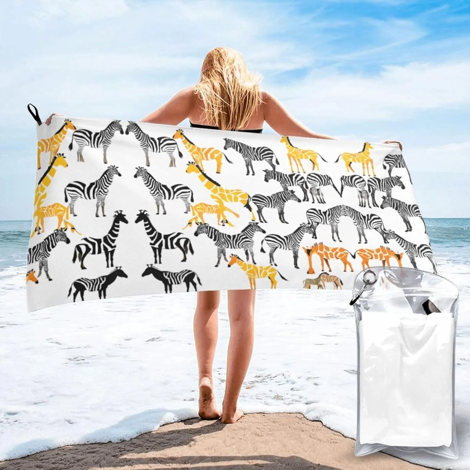 Cartoon Images Premium Compact Microfiber Travel Towel-Featherlight & Quick Dry,Sand-Resistant Beach Towel for Swimming,Camping,Vacation Essentials with Carry Pouch