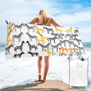 Cartoon Images Premium Compact Microfiber Travel Towel-Featherlight & Quick Dry,Sand-Resistant Beach Towel for Swimming,Camping,Vacation Essentials with Carry Pouch