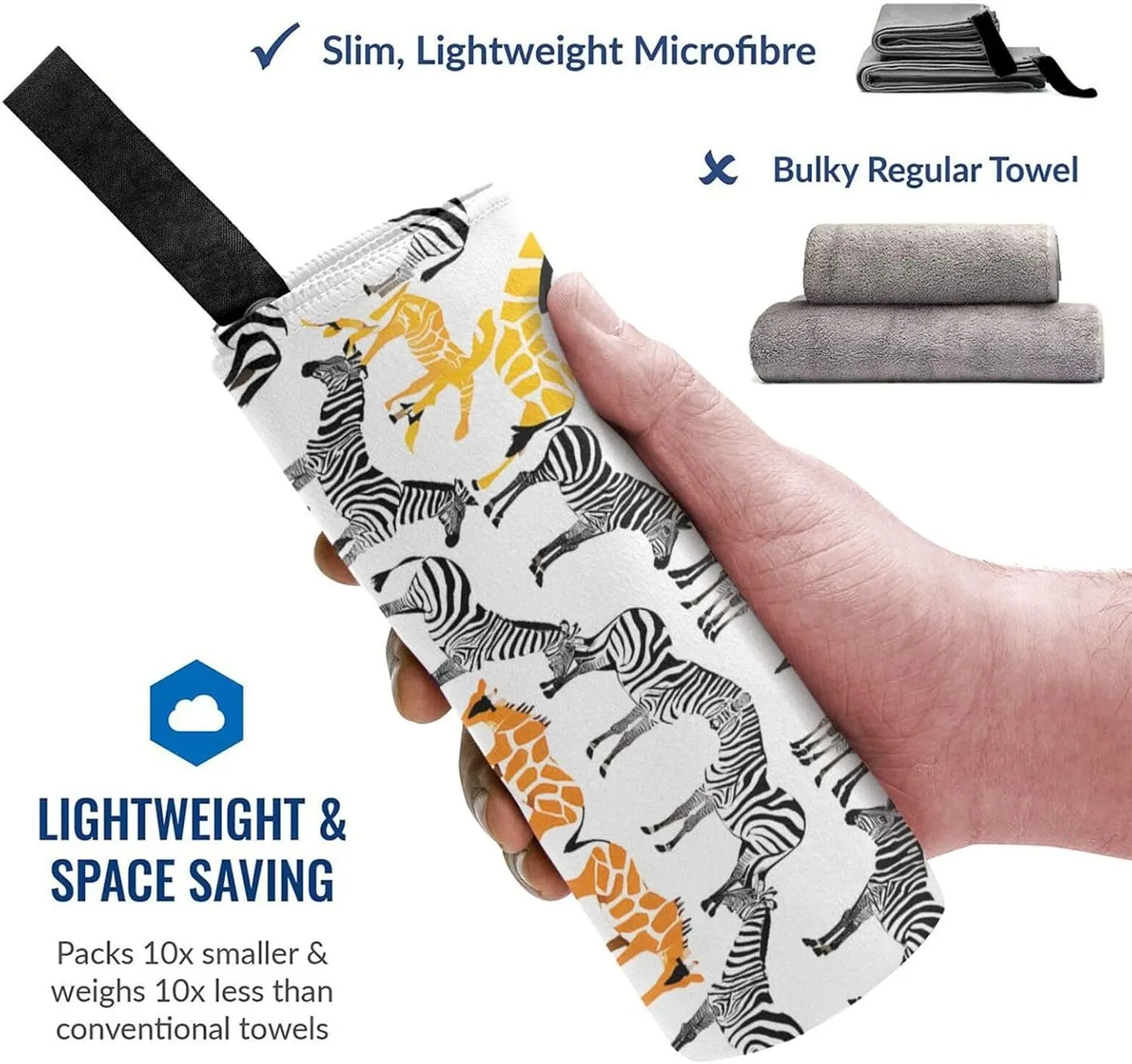 Cartoon Images Premium Compact Microfiber Travel Towel-Featherlight & Quick Dry,Sand-Resistant Beach Towel for Swimming,Camping,Vacation Essentials with Carry Pouch