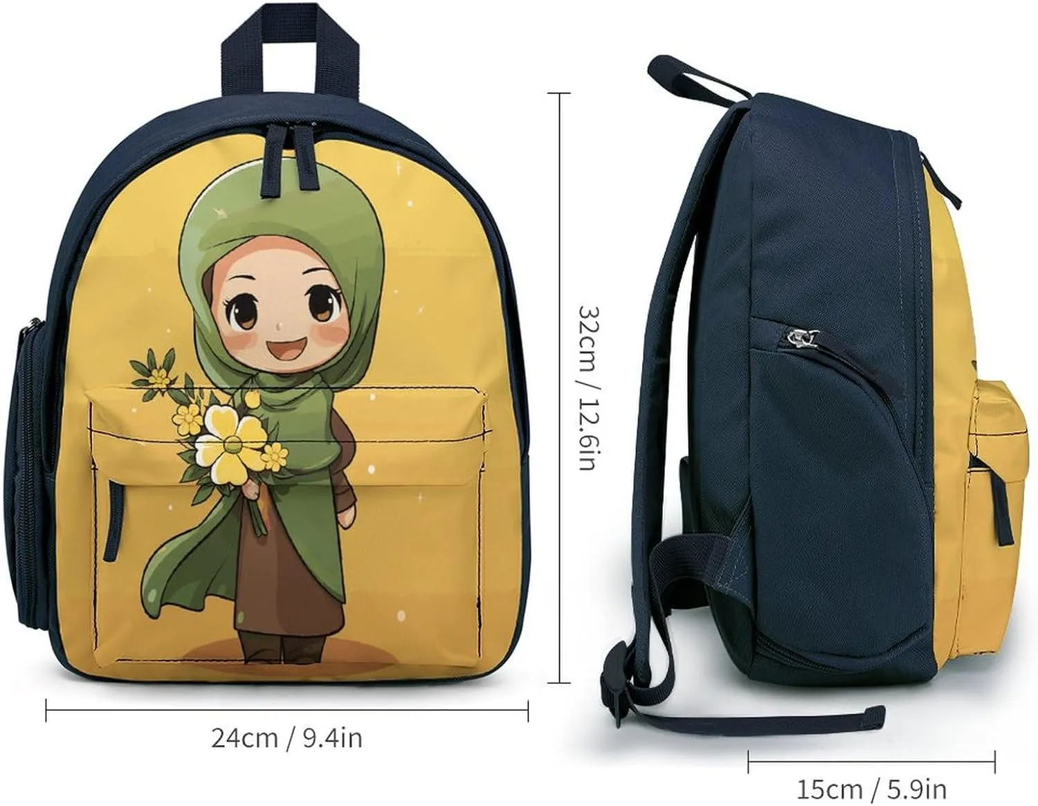 Cartoon Muslim Woman Travel Backpack Casual Bag Lightweight Hiking Backpacks for Business, Travelling, Hiking