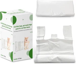 Cat litter Bags, Compatible with Pet Zone, Ideal for Automatic and Self-Cleaning Litter Boxes, Durable Waste Bags for Cats, Compatible with Self-Cleaning Litter Box Pack of 50, Clear