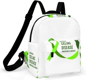 Celiac Disease Awareness Light Green Ribbon Backpack Shoulders Bag Sports Backpack for Party Business Travel