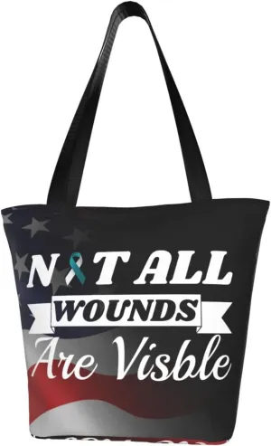 Cervical Cancer Awareness Not All Wounds Are Visible Fashion Shoulder Bag Large Capacity For Man Or Woman