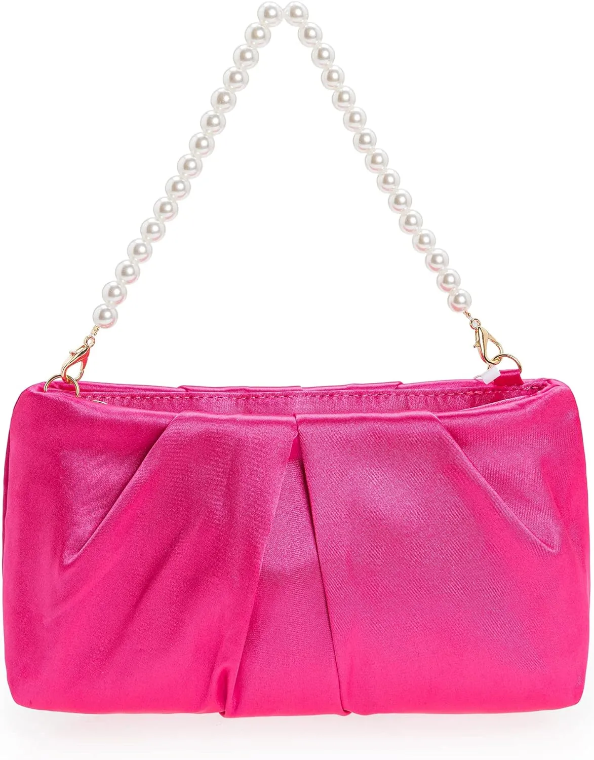 CHARMING TAILOR Evening Bag Women Wedding Party Handbag Small Dressy Formal Purse Pleated Satin Clutch