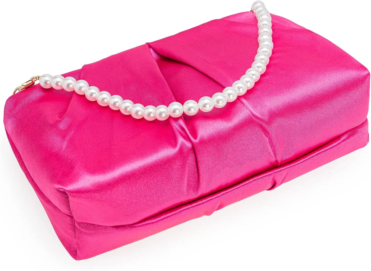 CHARMING TAILOR Evening Bag Women Wedding Party Handbag Small Dressy Formal Purse Pleated Satin Clutch