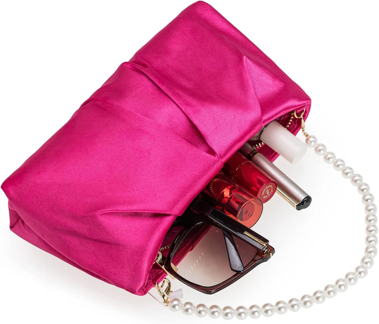 CHARMING TAILOR Evening Bag Women Wedding Party Handbag Small Dressy Formal Purse Pleated Satin Clutch