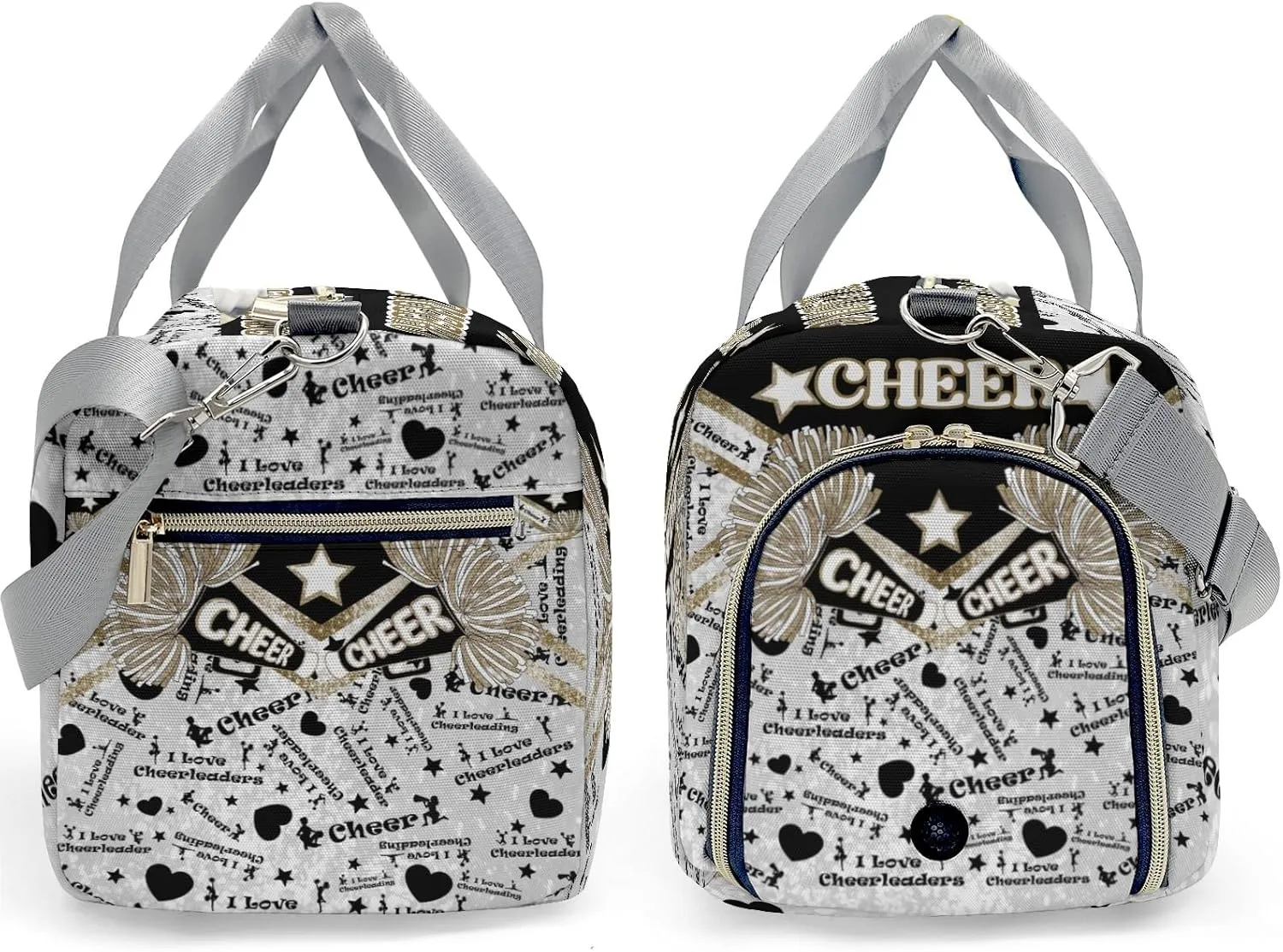 Cheerleaders Gold Yellow Brown Duffel Bag Gym Dance Sport Perform Training Travel Bag for Boys Girls Teens Women Men