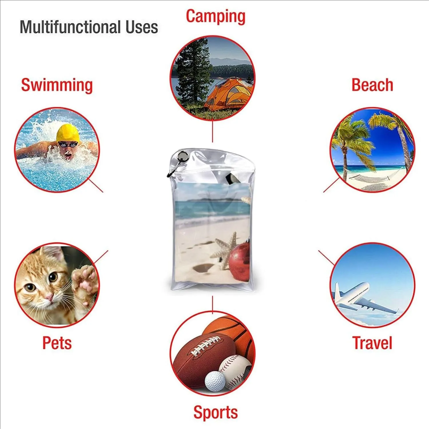 Christmas Beach Premium Compact Microfiber Travel Towel-Featherlight & Quick Dry,Sand-Resistant Beach Towel for Swimming,Camping,Vacation Essentials with Carry Pouch