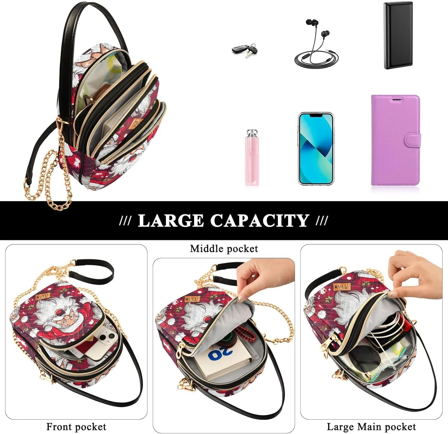 Christmas Ornaments Soldiers Set Women Crossbody Bags, Purse with Long Shoulder Strap, Stylish Crossbody Bags