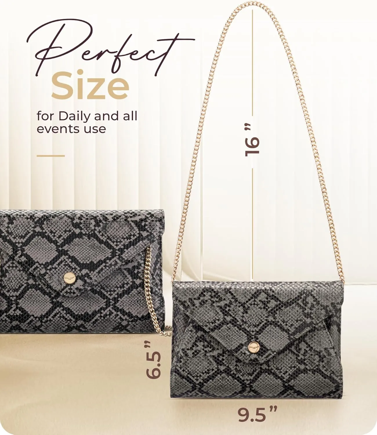 Claasico Evening Clutch Purses For Women - Elegant Envelope Clutch RFID Bag with Detachable Chain