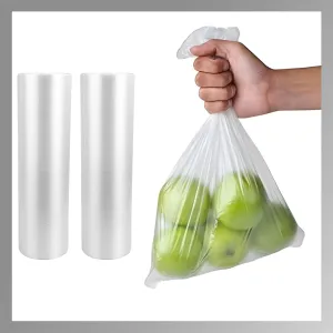 Clear Plastic 10" x 15" - 700 Produce Bags Reusable Washable Freshness Disposable Continuous Roll Easy Peel Off Kitchen Office Grocery Home Use Food Fruits Storage(2 Rolls, 10 x 15-700 Bags)