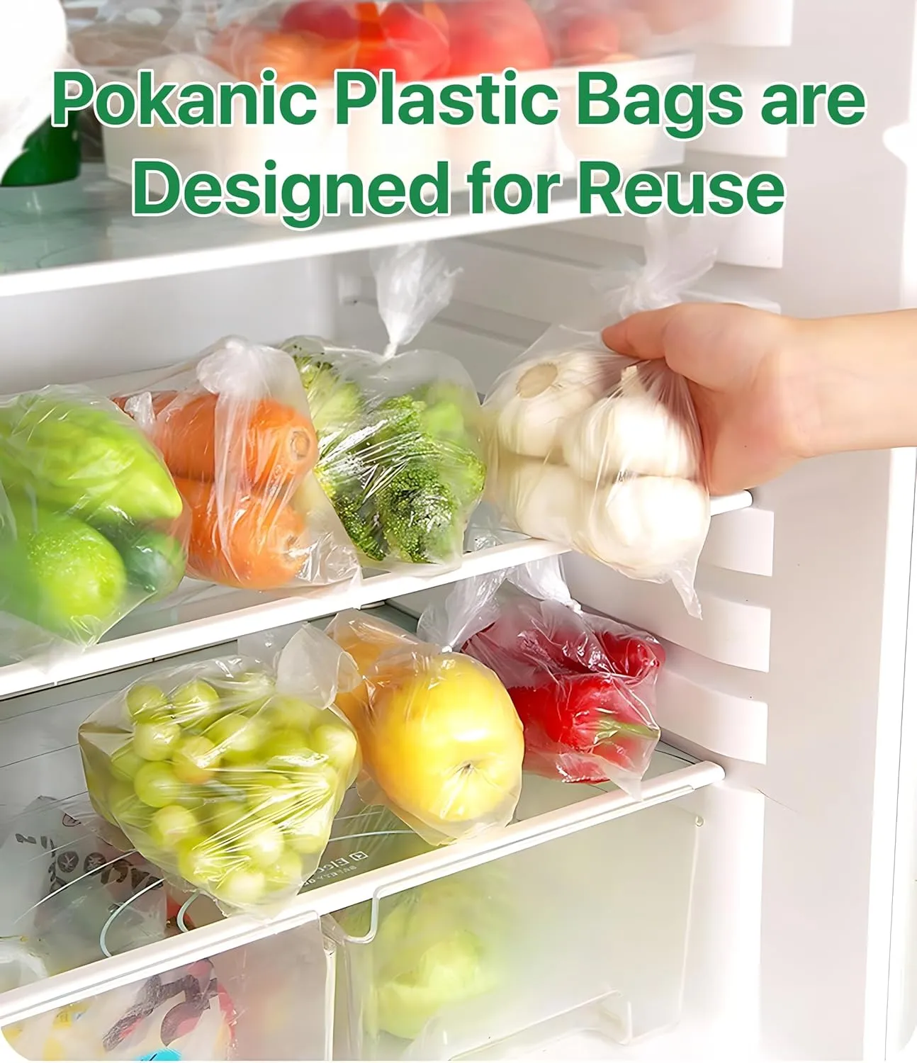 Clear Plastic 10" x 15" - 700 Produce Bags Reusable Washable Freshness Disposable Continuous Roll Easy Peel Off Kitchen Office Grocery Home Use Food Fruits Storage(2 Rolls, 10 x 15-700 Bags)