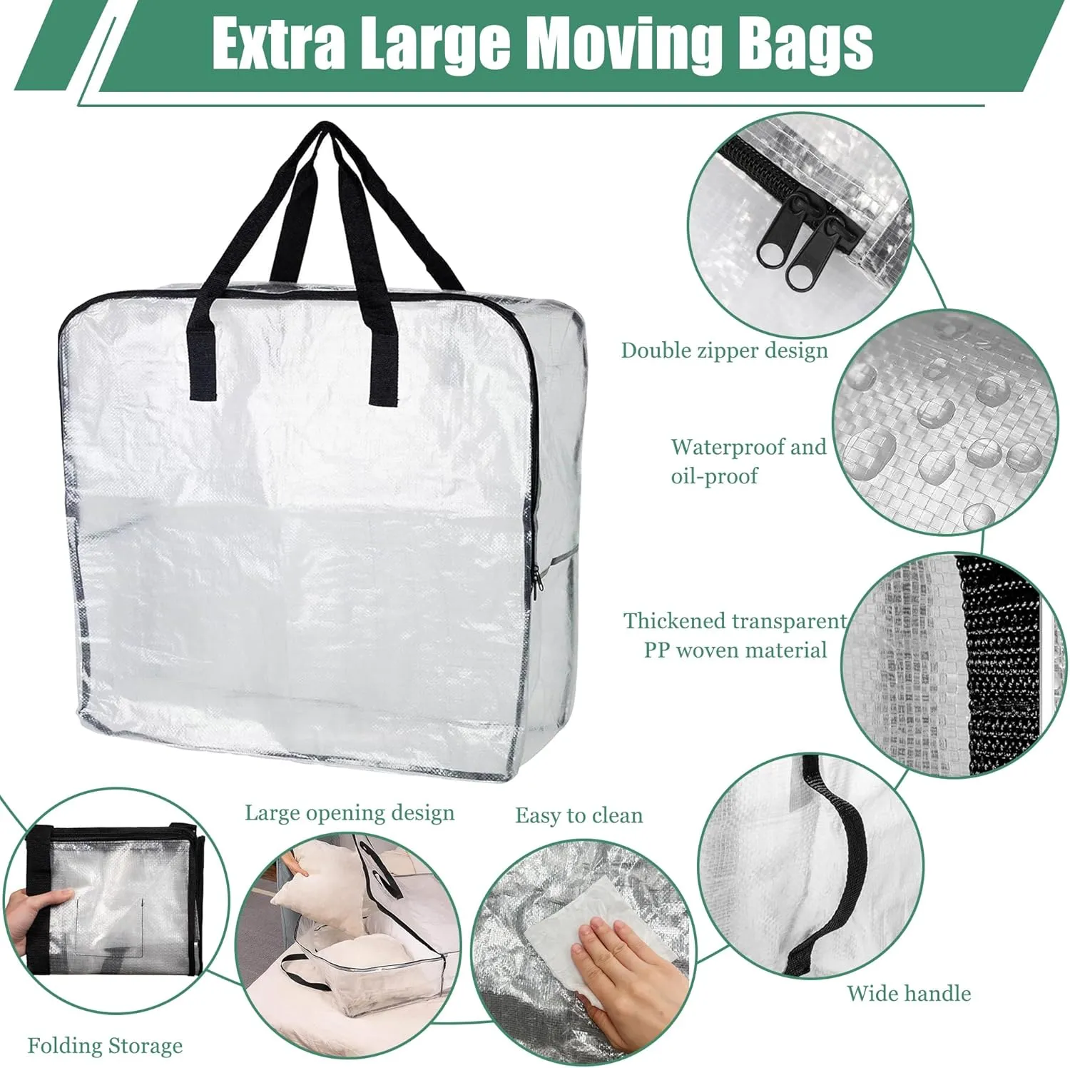 Clear Storage Bags with Zipper, Halloween Christmas Wreath Storage Container, Large Square Gift Bag Storage Organizer, Garland Decor Organizer, Wreath Carrier Bag & Case 25" 3-Pack