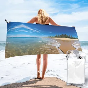 Clear Wave Beach Premium Compact Microfiber Travel Towel-Featherlight & Quick Dry,Sand-Resistant Beach Towel for Swimming,Camping,Vacation Essentials with Carry Pouch