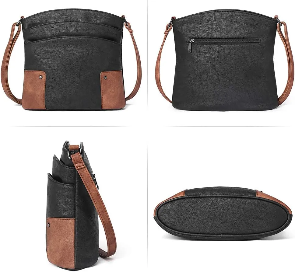 CLUCI Crossbody Bags for Women Leather Purse Travel Vacation Triple Pockets Vintage Handbags Shoulder Bags