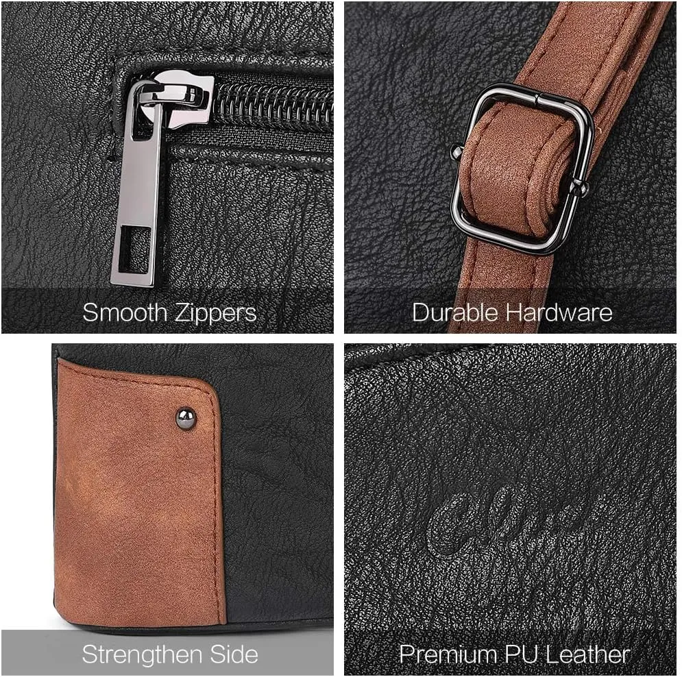CLUCI Crossbody Bags for Women Leather Purse Travel Vacation Triple Pockets Vintage Handbags Shoulder Bags