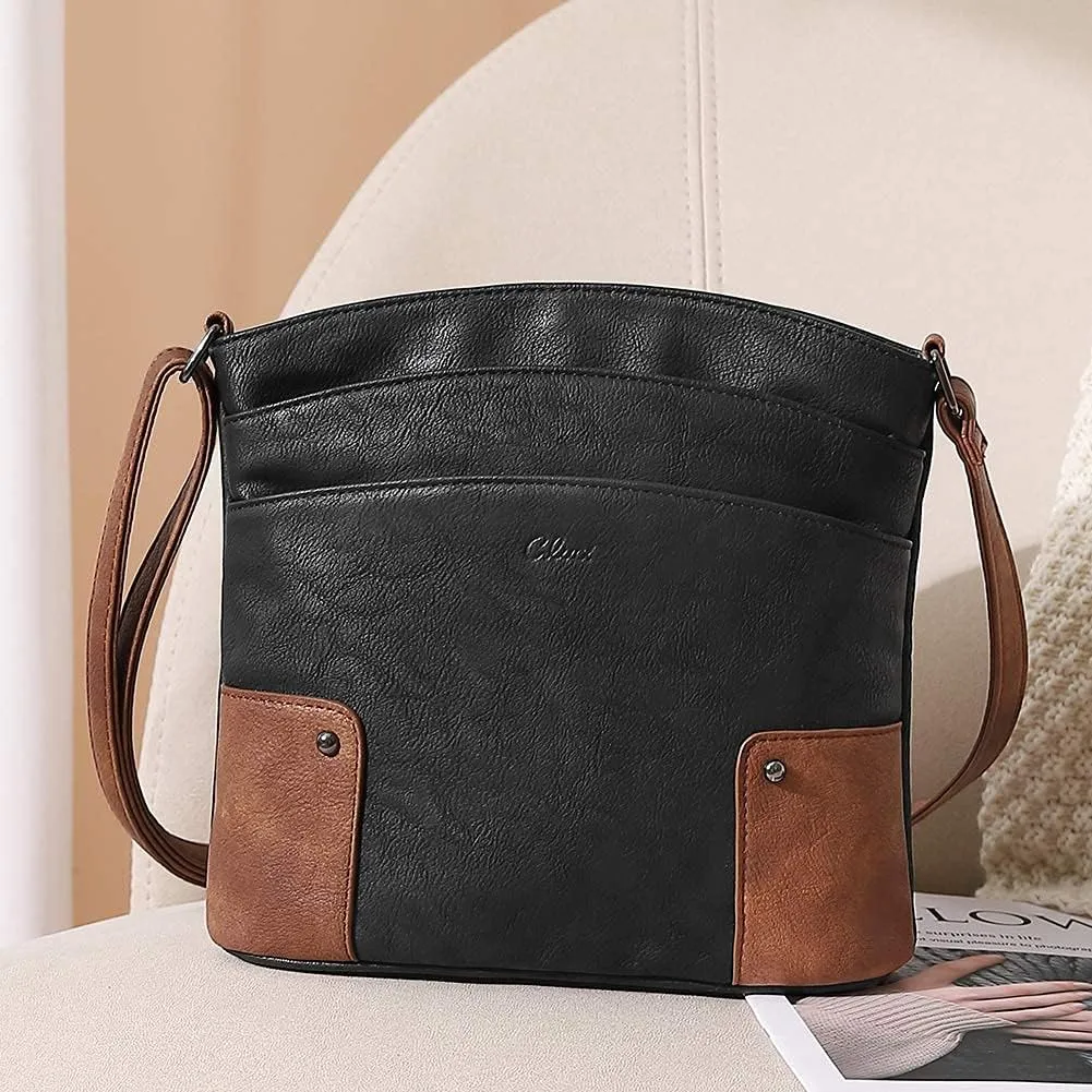CLUCI Crossbody Bags for Women Leather Purse Travel Vacation Triple Pockets Vintage Handbags Shoulder Bags