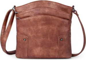 CLUCI Crossbody Bags for Women Leather Purse Travel Vacation Triple Pockets Vintage Handbags Shoulder Bags