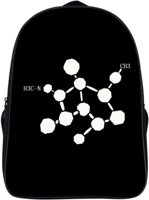 Cocaine Molecule Formula Chemistry 16 Inch Laptop Backpack Travel Daypack for Camping Sporting Hiking