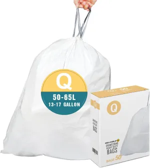 Code Q Trash Bags White Drawstring Garbage Liners | Reliable1st Compatible with simple Code Q | 1.2 Mil Heavy Duty for 13-17 Gallon | 40-65 Liter (50 Count)