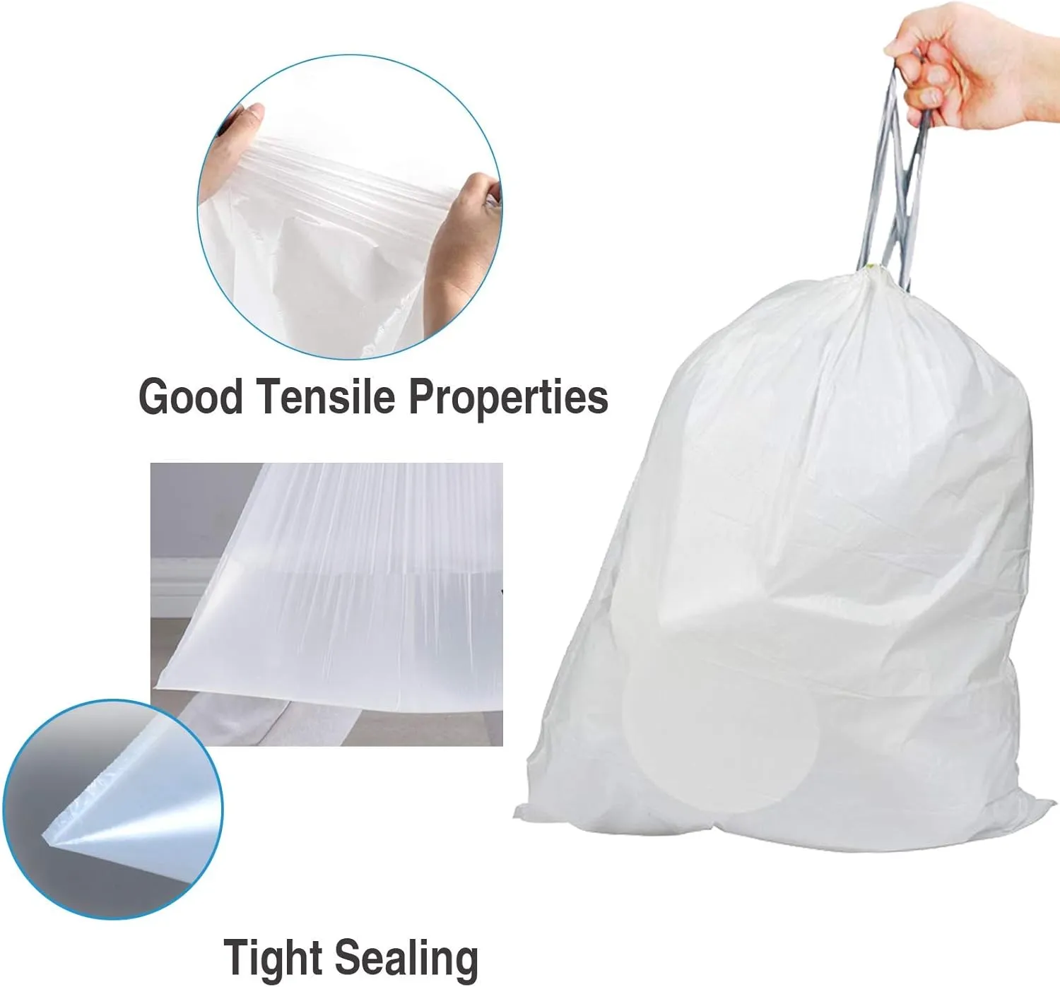 Code Q Trash Bags White Drawstring Garbage Liners | Reliable1st Compatible with simple Code Q | 1.2 Mil Heavy Duty for 13-17 Gallon | 40-65 Liter (50 Count)