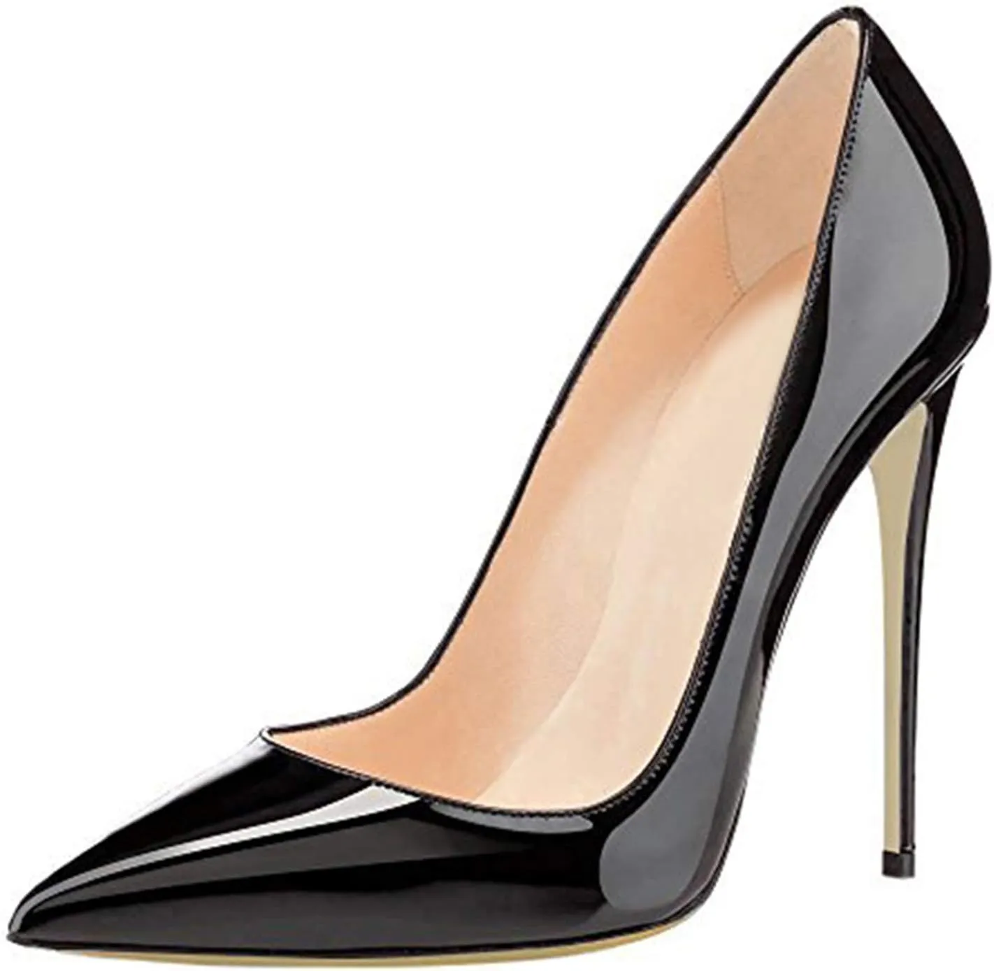COLETER Women's Sexy Pointed Toe High Heels,4.72 inch/12cm Patent Leather Pumps,Wedding Dress Shoes,Cute Evening Stilettos