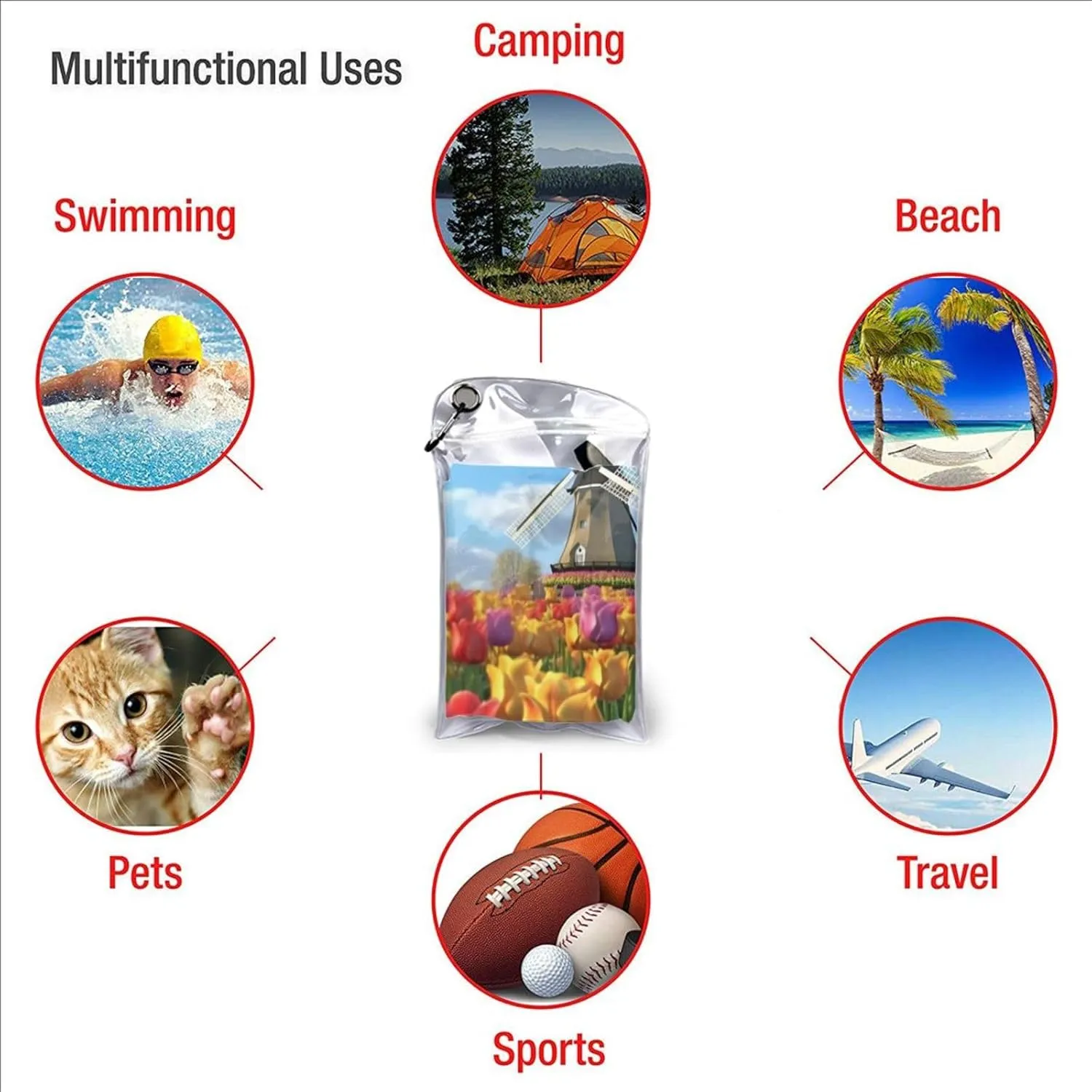 Colorful Spring Premium Compact Microfiber Travel Towel-Featherlight & Quick Dry,Sand-Resistant Beach Towel for Swimming,Camping,Vacation Essentials with Carry Pouch