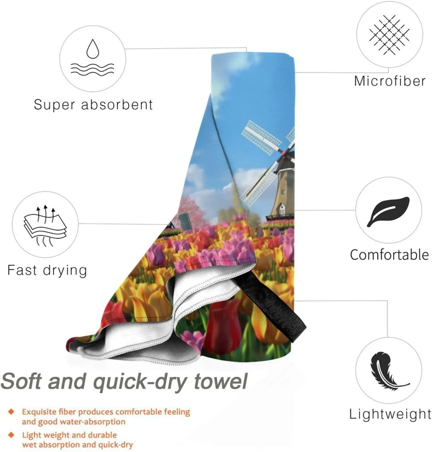Colorful Spring Premium Compact Microfiber Travel Towel-Featherlight & Quick Dry,Sand-Resistant Beach Towel for Swimming,Camping,Vacation Essentials with Carry Pouch