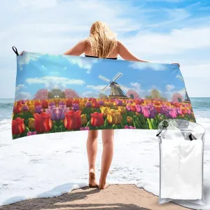 Colorful Spring Premium Compact Microfiber Travel Towel-Featherlight & Quick Dry,Sand-Resistant Beach Towel for Swimming,Camping,Vacation Essentials with Carry Pouch