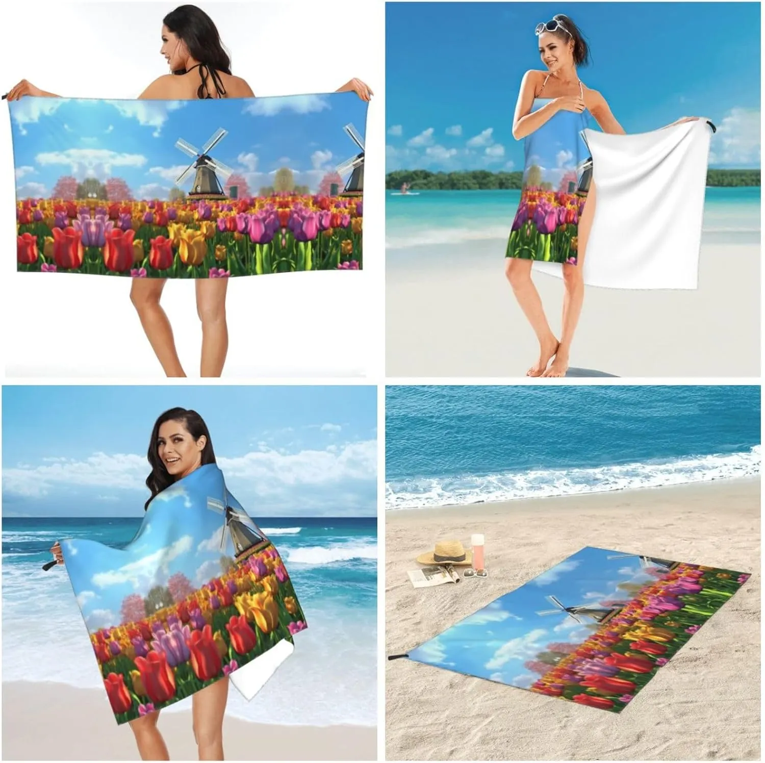 Colorful Spring Premium Compact Microfiber Travel Towel-Featherlight & Quick Dry,Sand-Resistant Beach Towel for Swimming,Camping,Vacation Essentials with Carry Pouch