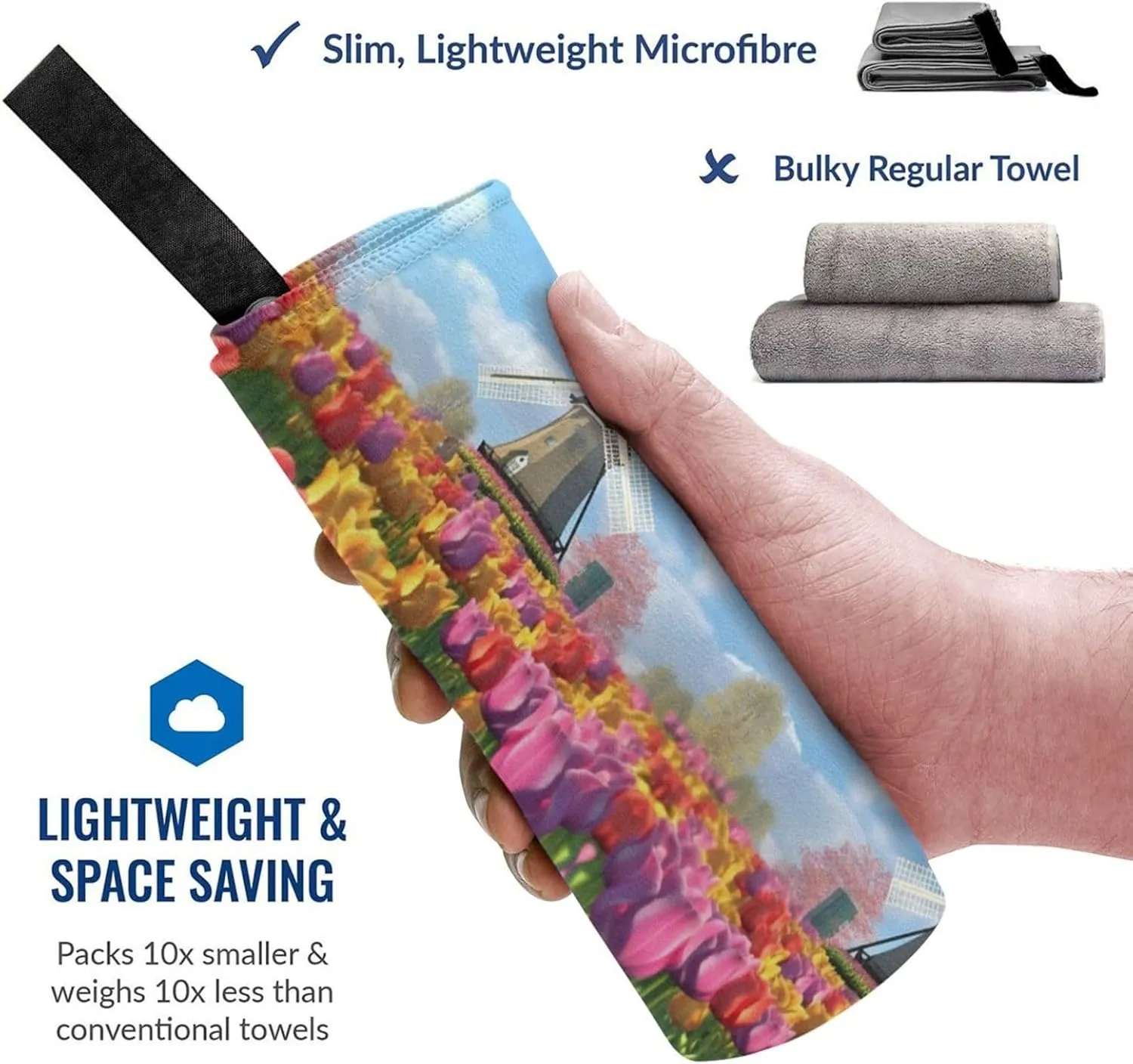 Colorful Spring Premium Compact Microfiber Travel Towel-Featherlight & Quick Dry,Sand-Resistant Beach Towel for Swimming,Camping,Vacation Essentials with Carry Pouch